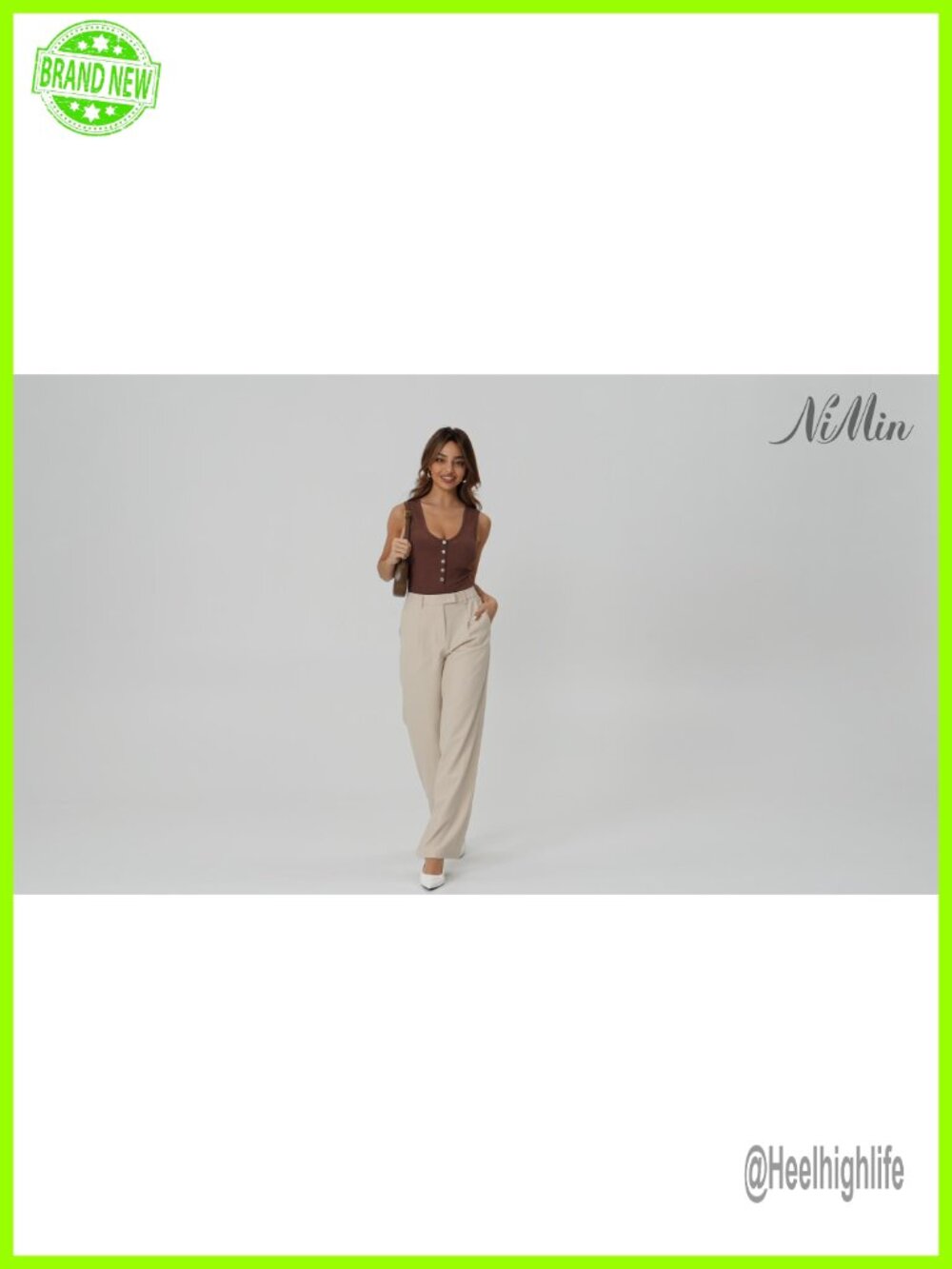 Wide Leg High Waisted Dress Trousers with Pockets Business Casual Work Pants - Picture 6 of 6